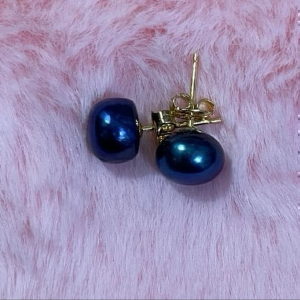 9-10mm 14K Yellow Gold plated Natural South Sea Pearl Stud Earrings